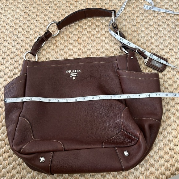 Prada Vitello Daino Hobo Shoulder Bag BROWN - Picture 15 of 16